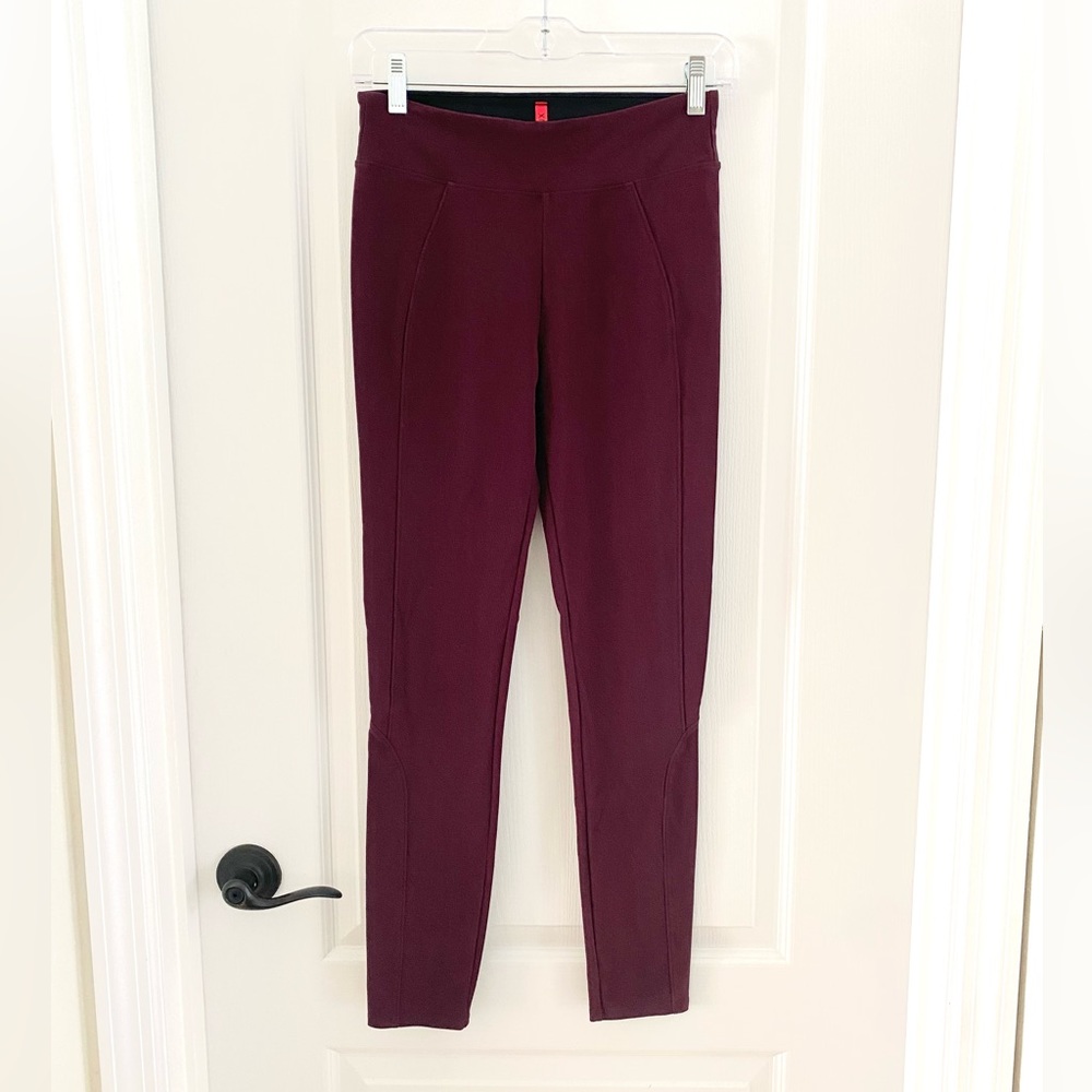 SPANX Wine Micro Ribbed High Rise Leggings Small Compression Shaping